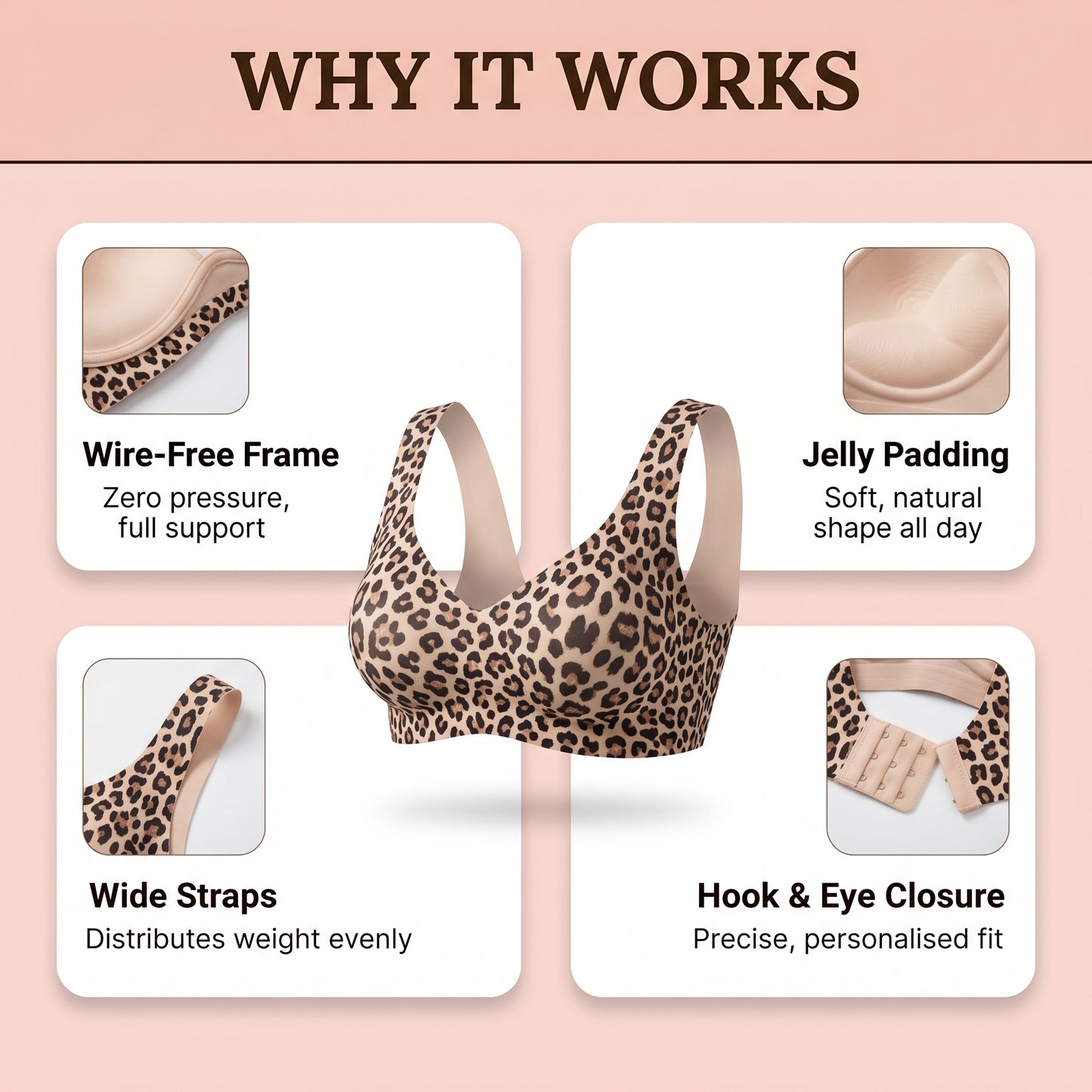 Wireless Leopard Jelly Bra